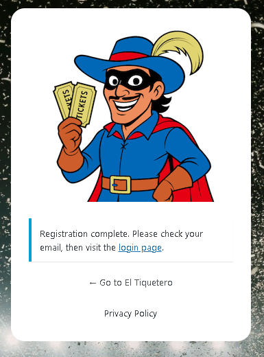 Registration complete – check your email