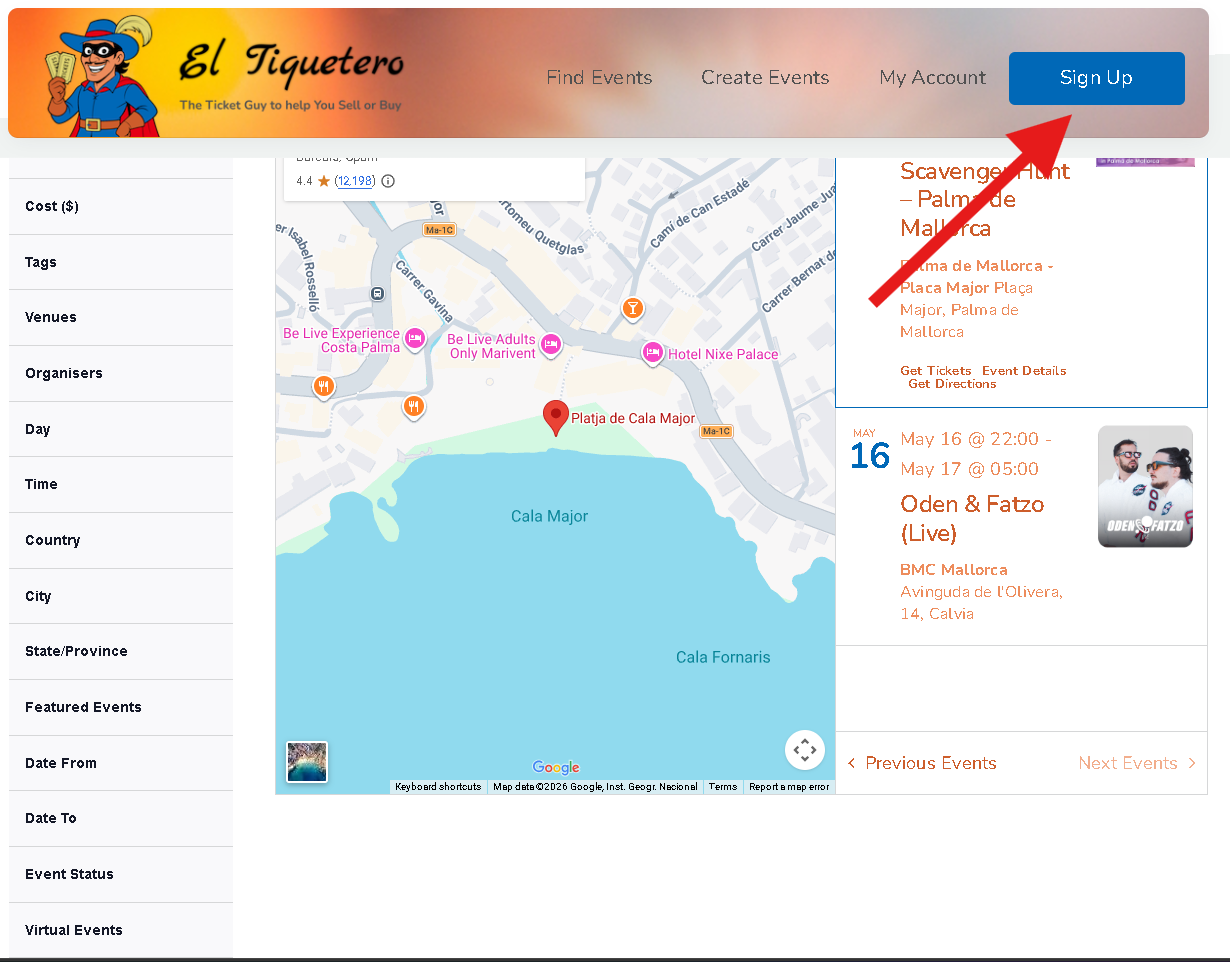 Sign Up button in desktop navigation