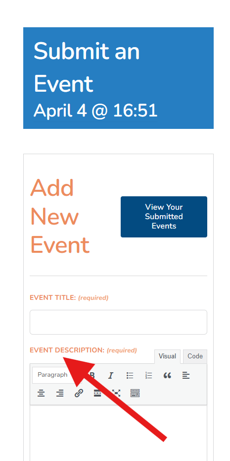 Event Description field – mobile