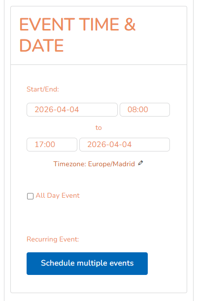 Date and Time section – mobile