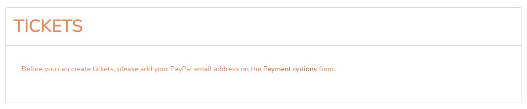 Tickets section showing Payment Options link – desktop