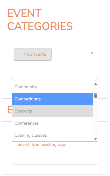 Category and Tags section – mobile