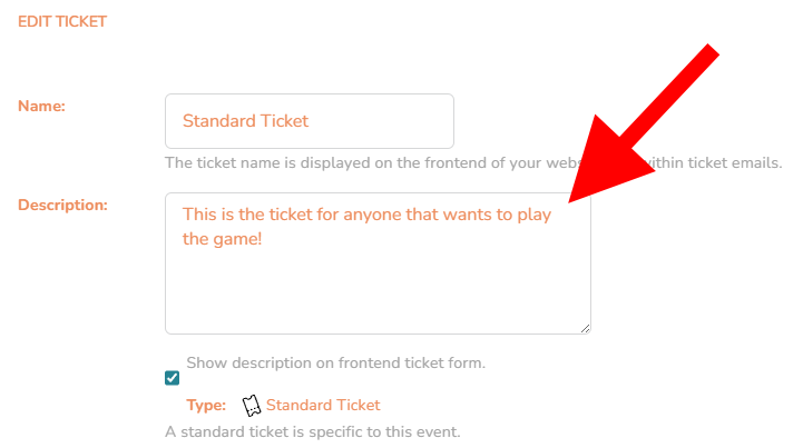 Ticket Description field and Advanced accordion collapsed – desktop