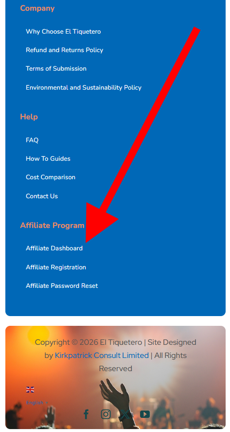 Affiliate Dashboard login page – mobile