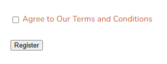 Terms checkbox and Register button – desktop