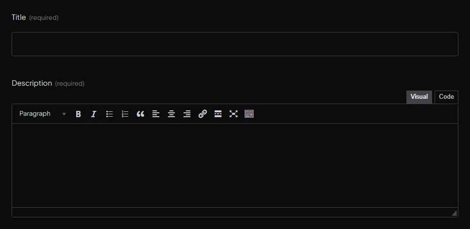 The Title and Description fields of the Add an event form